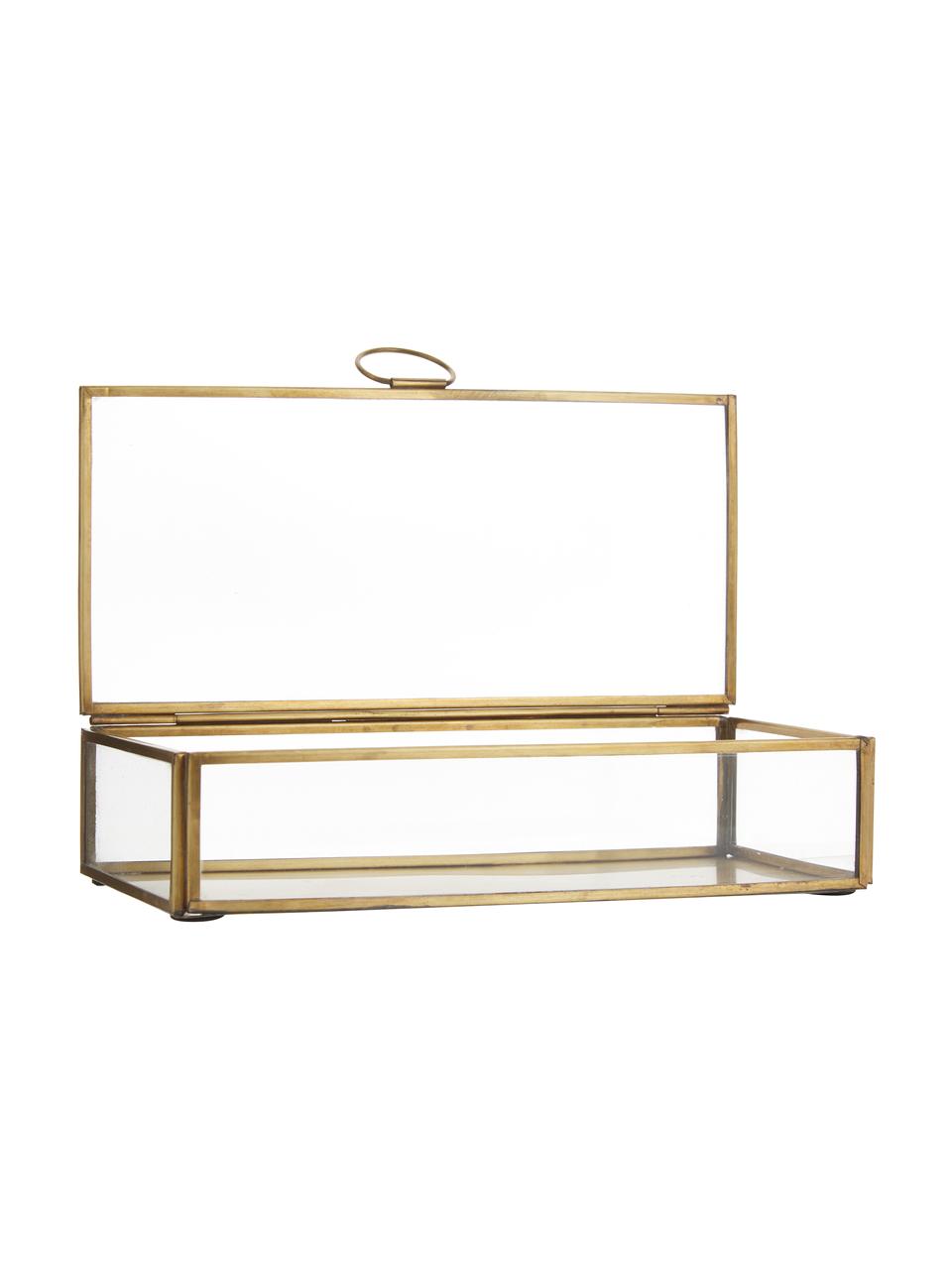 Opbergdoos Janni, Messing, glas, Messingkleurig, B 22 x D 10 cm