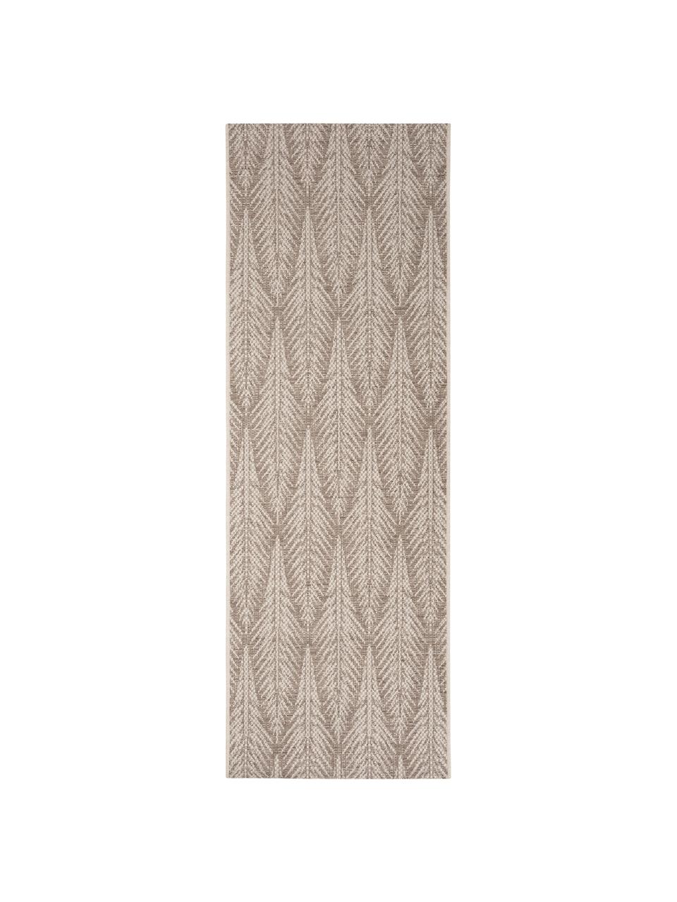 Design in- &  outdoor loper Pella met grafisch patroon, 100% polypropyleen, Taupe, beige, 70 x 200 cm