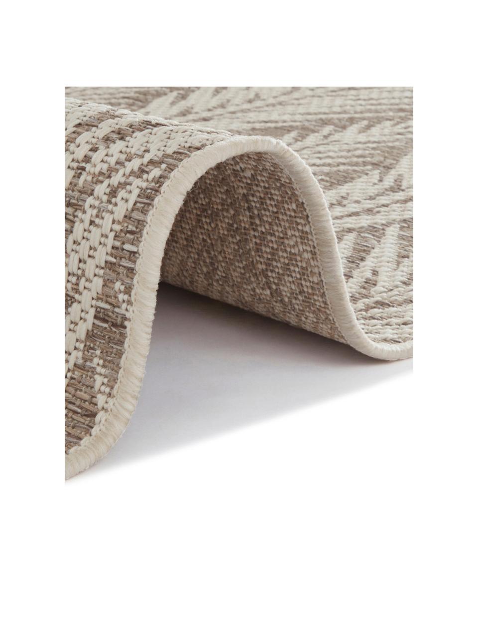 Design in- &  outdoor loper Pella met grafisch patroon, 100% polypropyleen, Taupe, beige, 70 x 200 cm