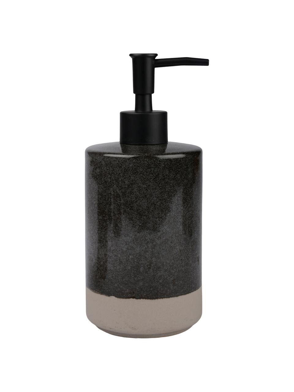 Distributeur de savon en céramique Grego, Céramique, Gris foncé, beige, noir, Ø 8 x haut. 19 cm