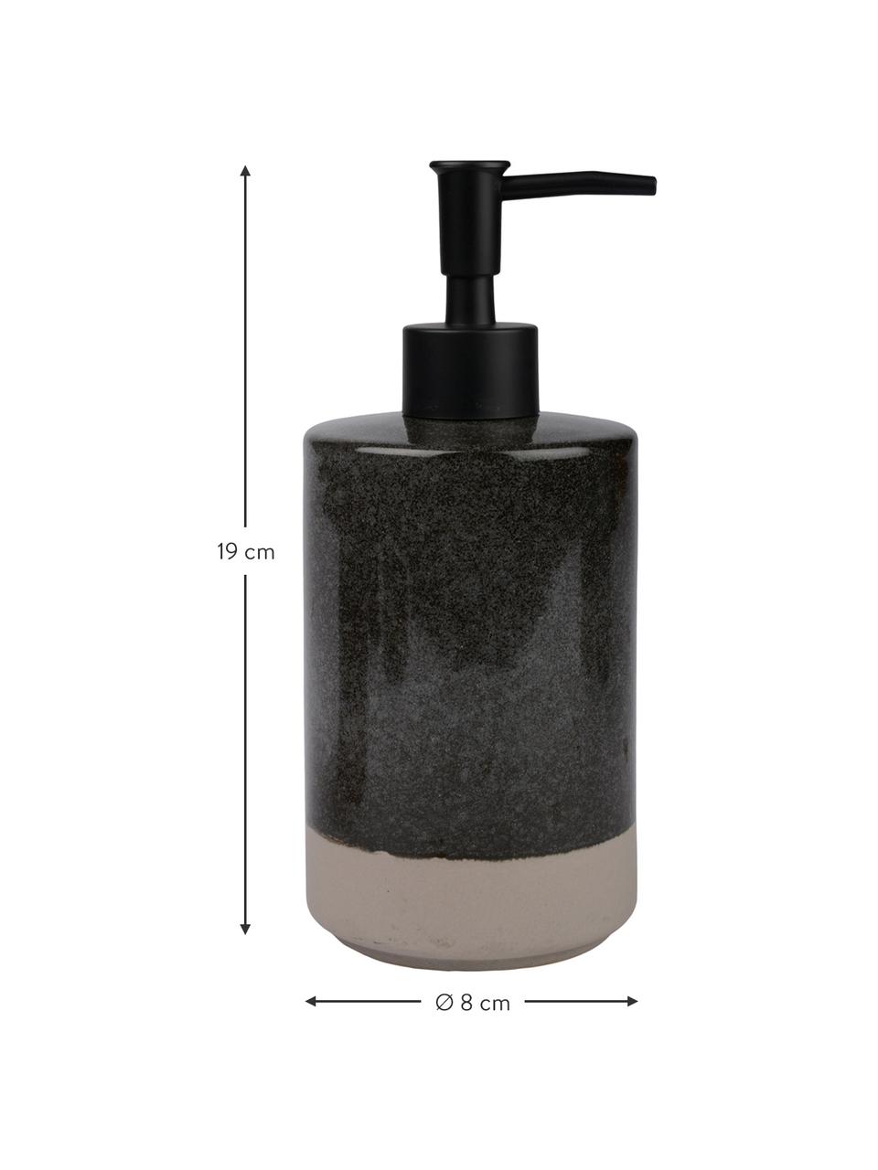 Dosificador de jabón de cerámica Grego, Cerámica, Gris oscuro, beige, negro, Ø 8 x Al 19 cm