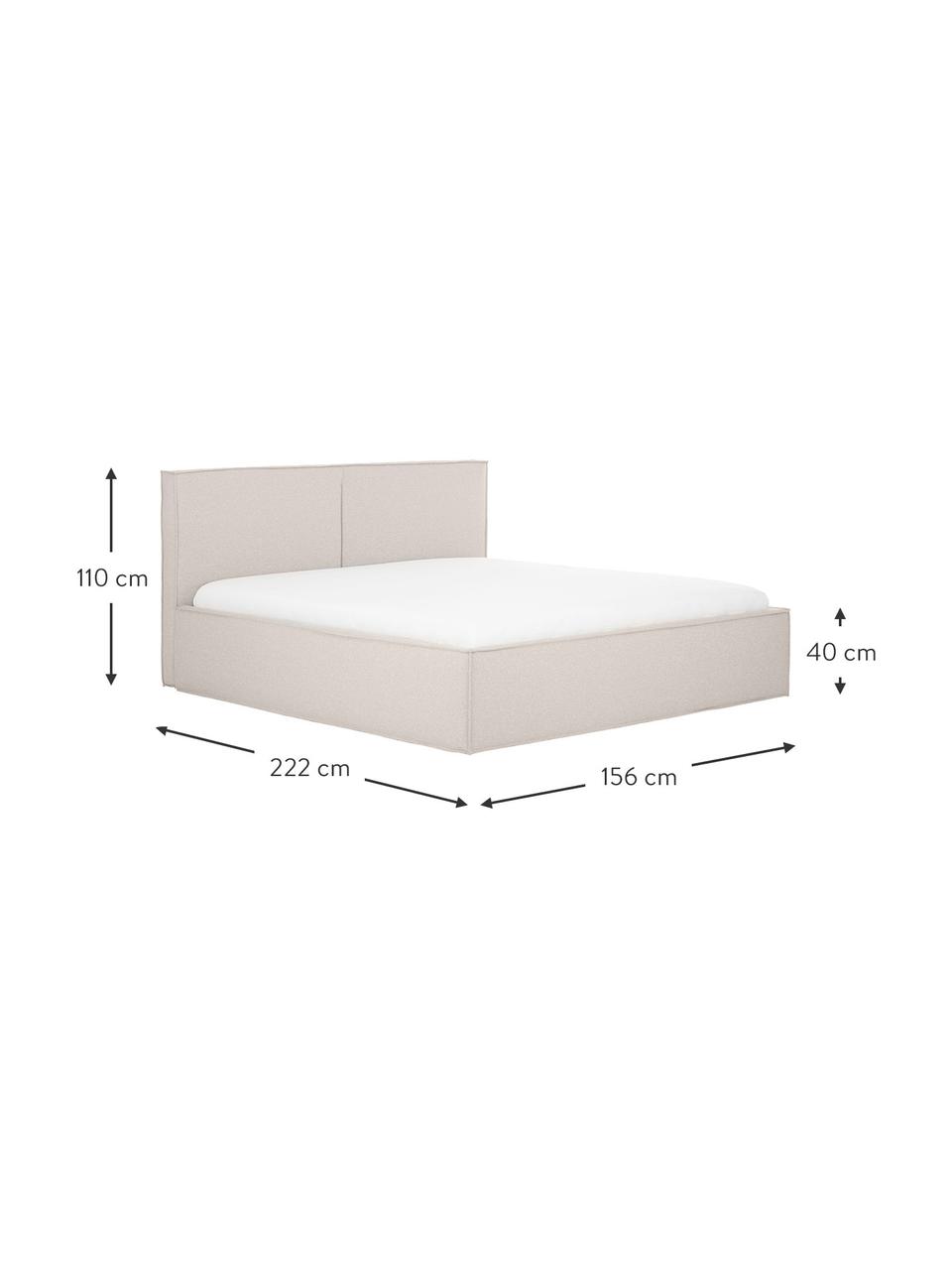 Lit matelassé avec rangement Dream, Tissu beige, larg. 140 x long. 200 cm