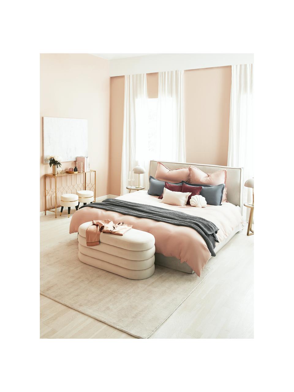 Łóżko tapicerowane z miejscem do przechowywania Dream, Tapicerka: poliester (tkanina strukt, Korpus: lite drewno sosnowe z cer, Beżowa tkanina, S 200 x D 200 cm