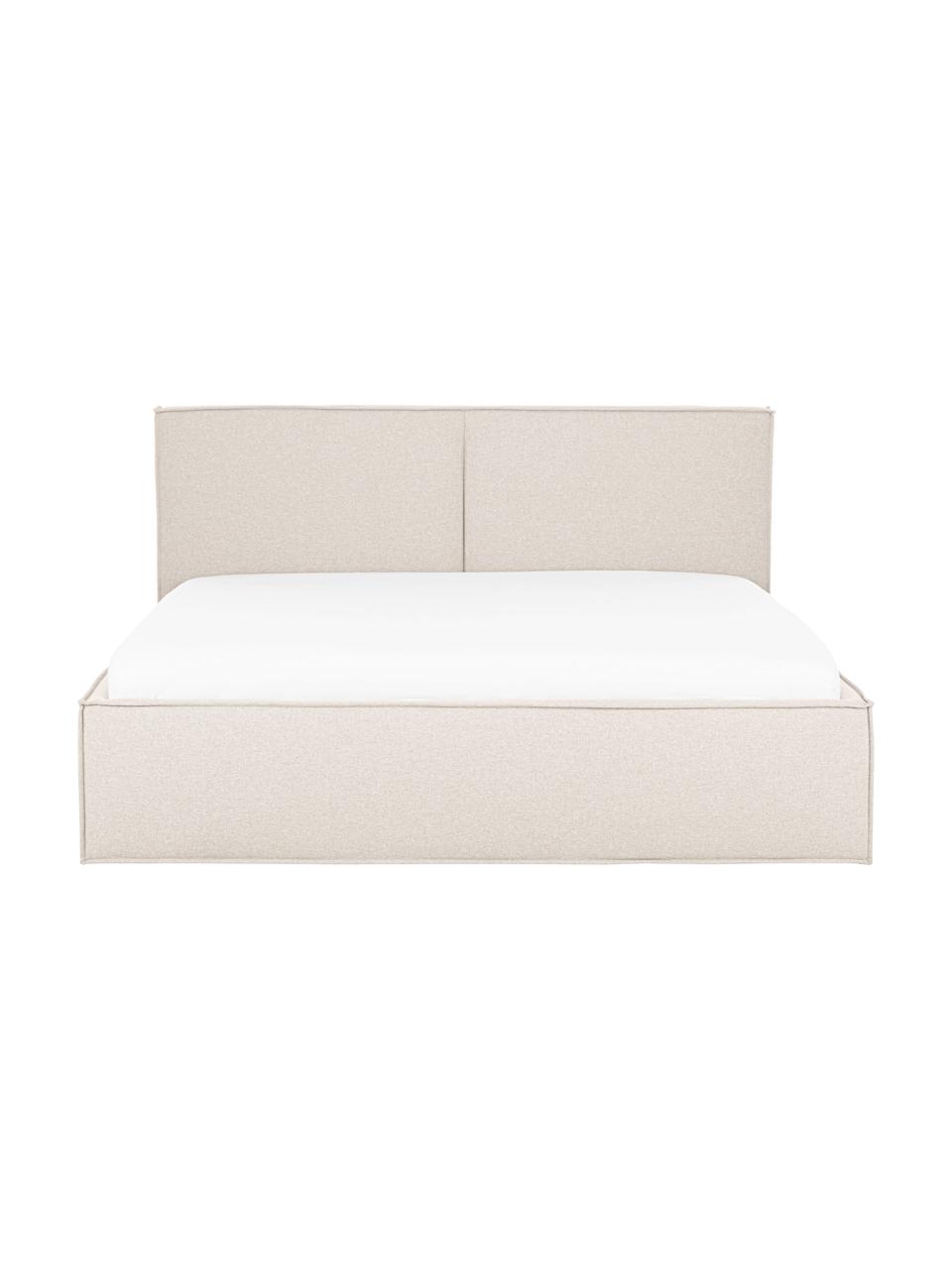 Polsterbett Dream mit Stauraum, Bezug: Polyester (Strukturstoff), Korpus: Massives Kiefernholz, FSC, Webstoff Hellbeige, B 140 x L 200 cm