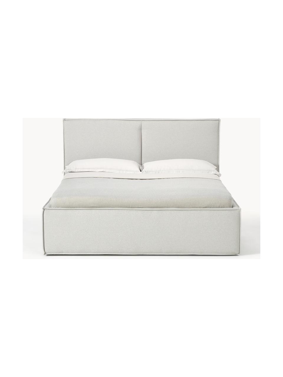Polsterbett Dream mit Stauraum, Bezug: Polyester (Strukturstoff), Korpus: Massives Kiefernholz, FSC, Webstoff Hellbeige, B 140 x L 200 cm