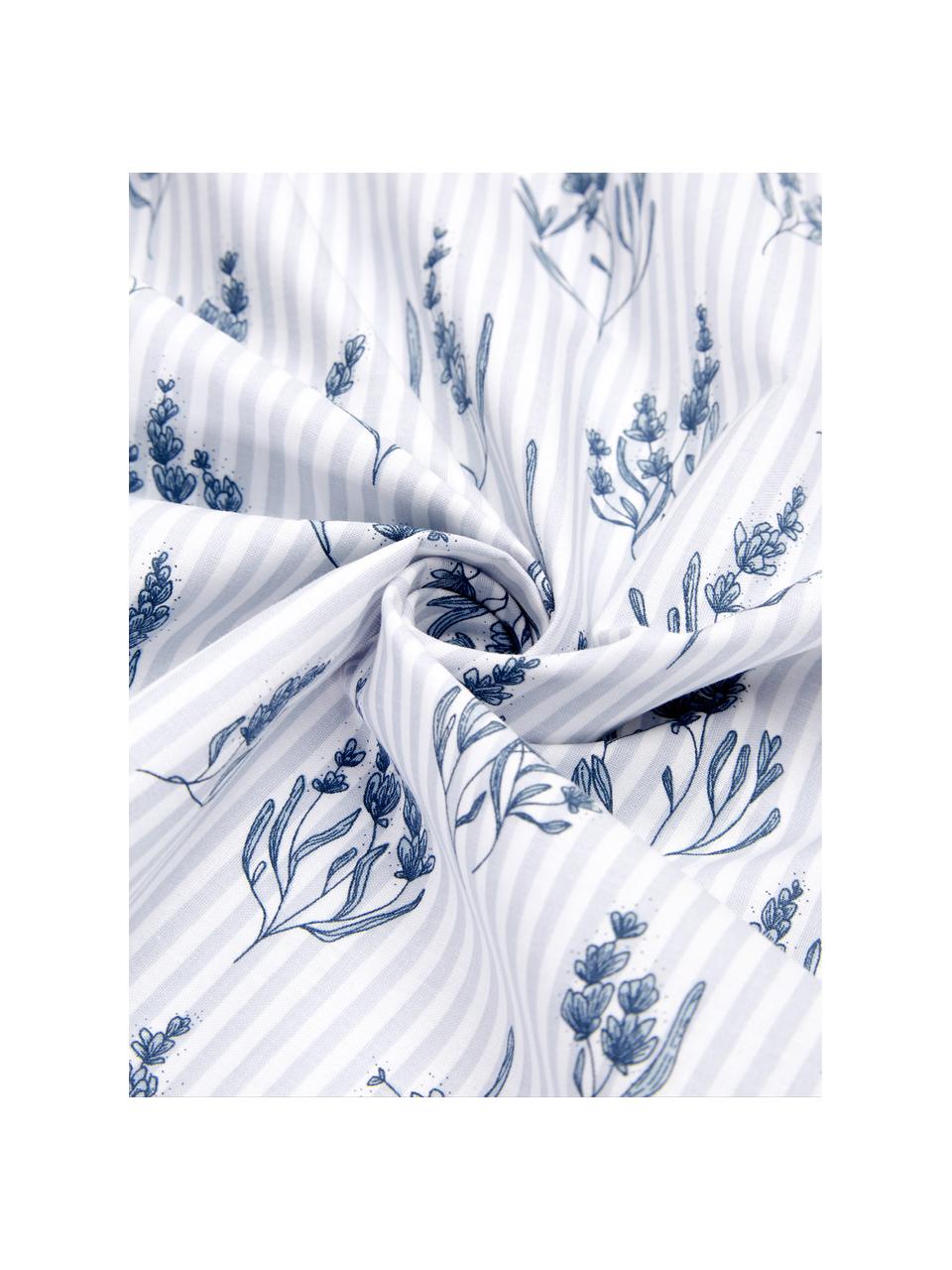 Pościel z bawełny Yane, Niebieski, biały, 240 x 220 cm + 2 poduszki 80 x 80 cm