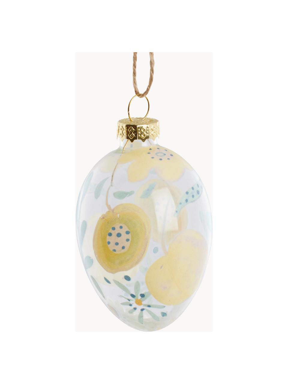 Adornos de Pascua para colgar Feanne, 3 uds., Vidrio, Transparente, amarillo claro, Ø 5 x Al 7 cm