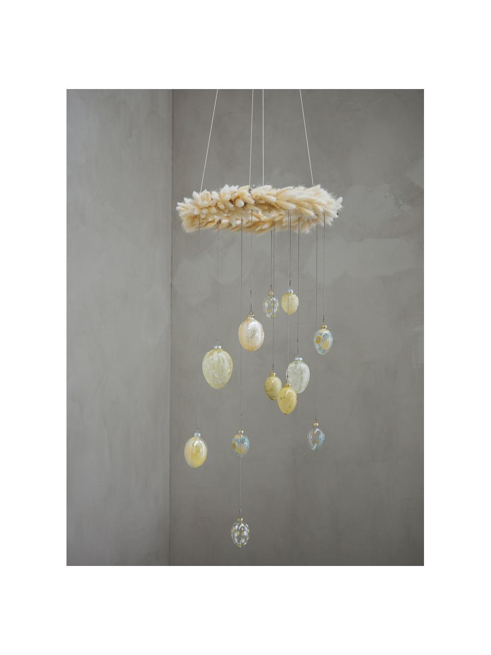 Adornos de Pascua para colgar Feanne, 3 uds., Vidrio, Transparente, amarillo claro, Ø 5 x Al 7 cm