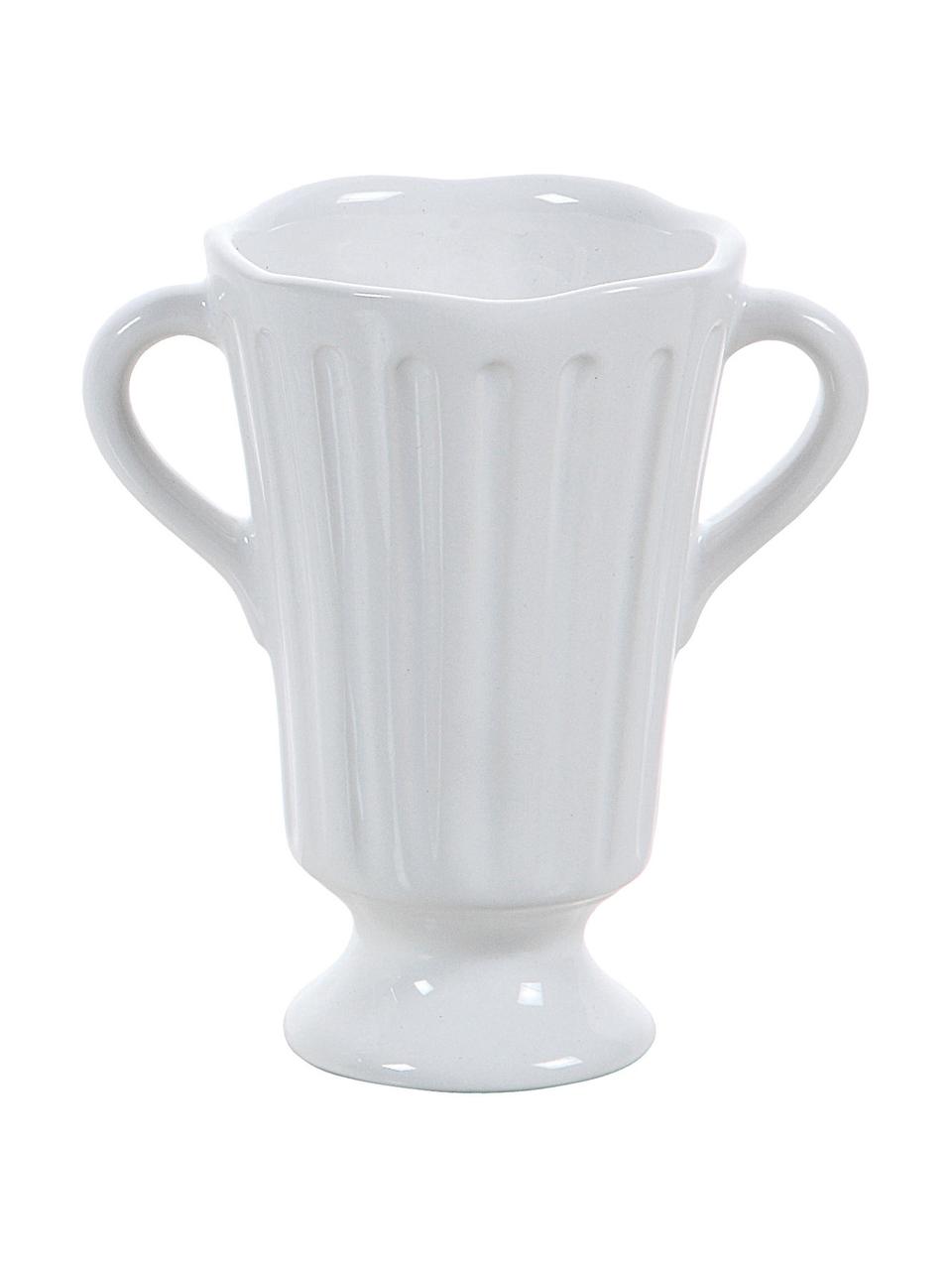 Vase céramique Mico, 3 élém., Céramique, Blanc, larg. 10 x haut. 12 cm