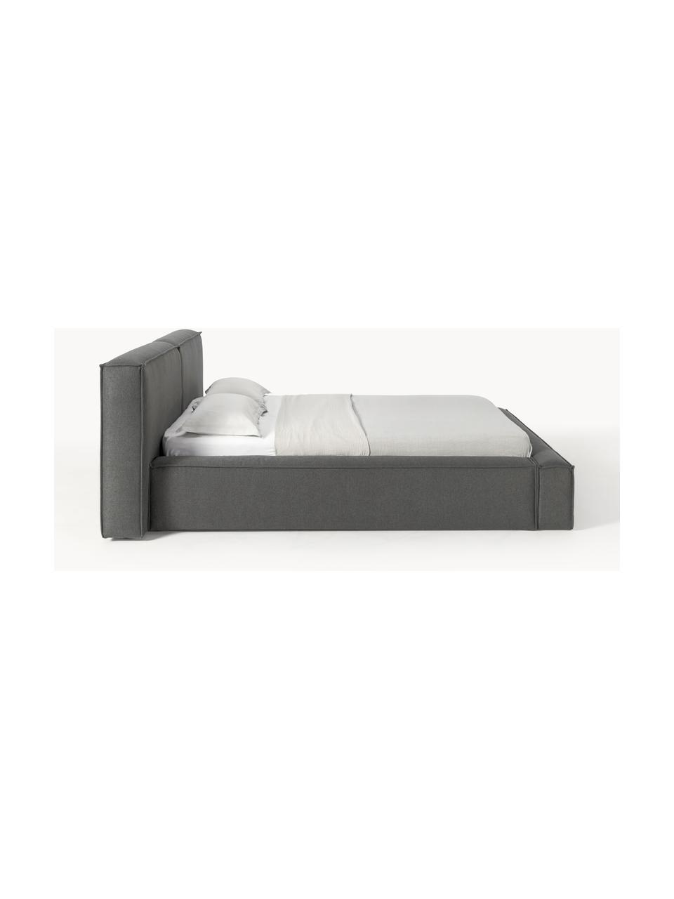 Polsterbett Lennon mit Stauraum, Bezug: 100% Polyester Der hochwe, Gestell: Massives Kiefernholz, FSC, Webstoff Anthrazit, B 180 x L 200 cm