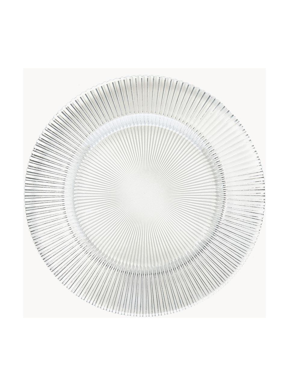 Platos postre de vidrio con relieves Luce, 6 uds., Vidrio, Transparente, Ø 21 x Al 2 cm