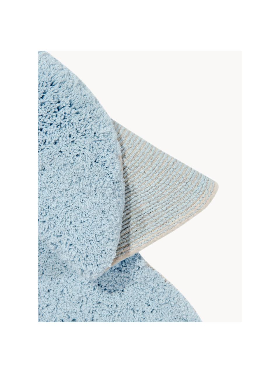 Handgeweven kindervloerkleed Dream met hoog-laag effect, wasbaar, Bovenzijde: 97% katoen, 3% kunstvezel, Onderzijde: 100% katoen, Lichtblauw, wit, B 110 x L 170 cm (maat S)