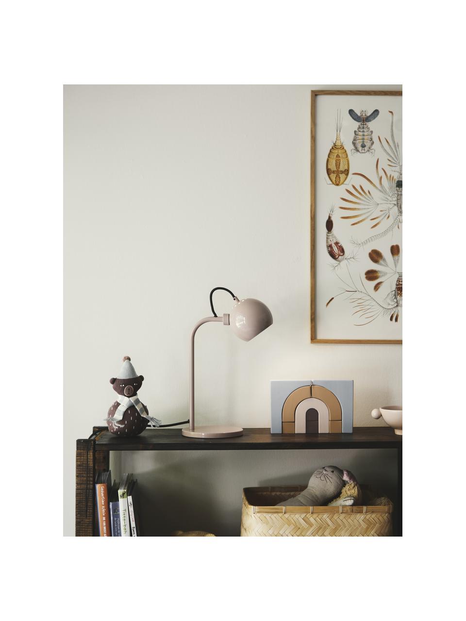 Lámpara de mesa de diseño Ball, Pantalla: metal recubierto, Cable: cubierto en tela, Rosa claro, An 24 x Al 37 cm