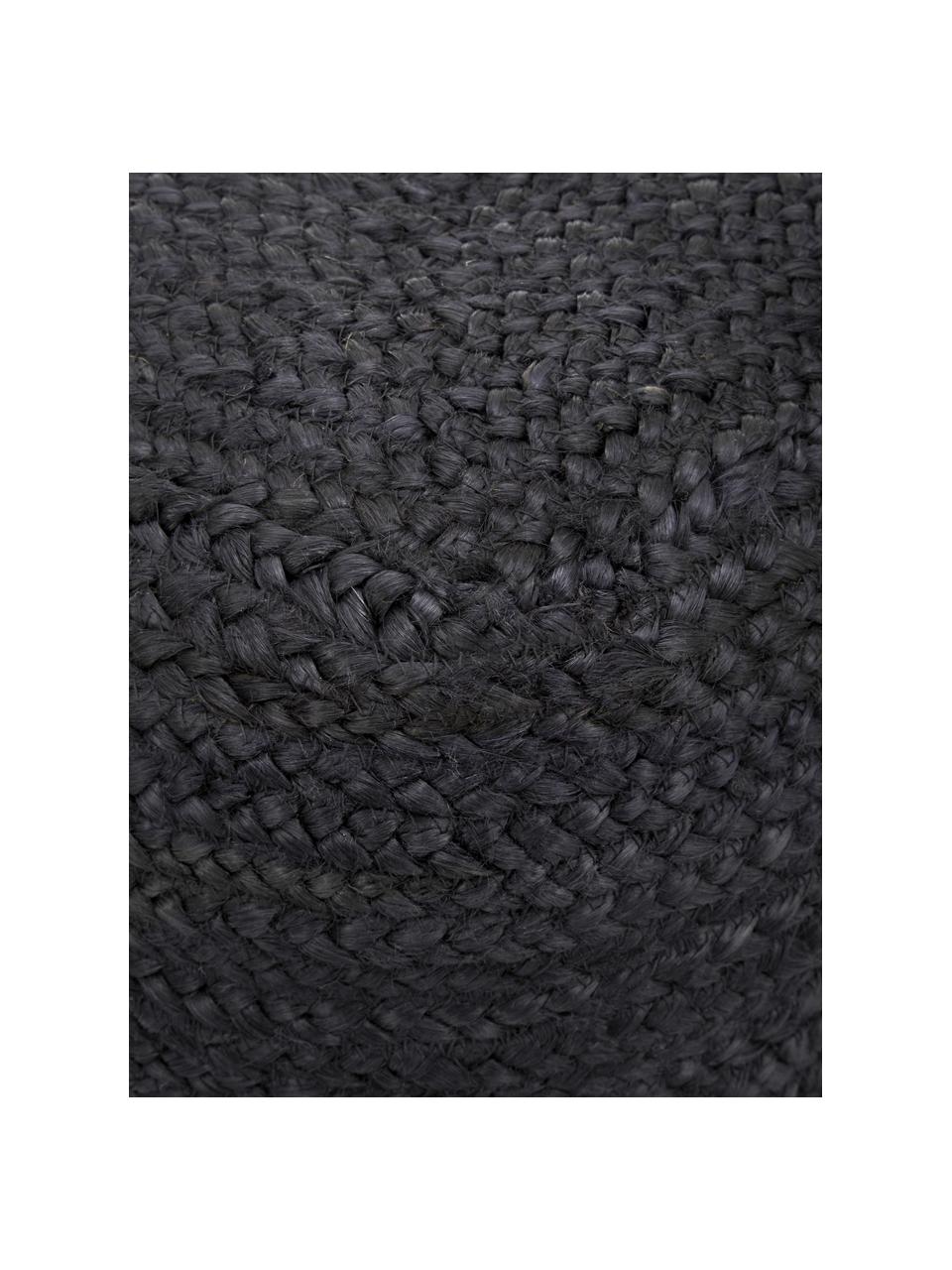 Puff artesanal de yute Bono, estilo boho, Tapizado: yute, Negro, An 45 x Al 45 cm