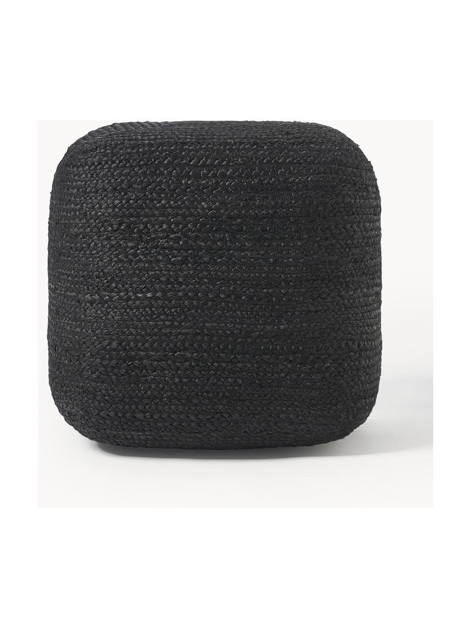 Pouf en jute artisanal Bono, Anthracite, larg. 45 x haut. 45 cm