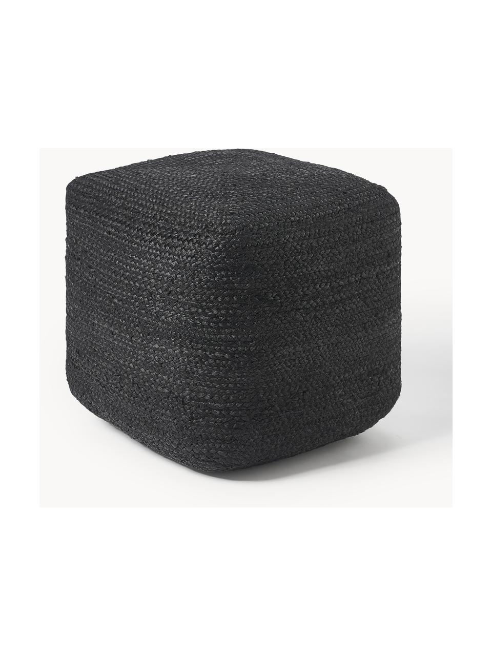 Pouf en jute artisanal Bono, Anthracite, larg. 45 x haut. 45 cm