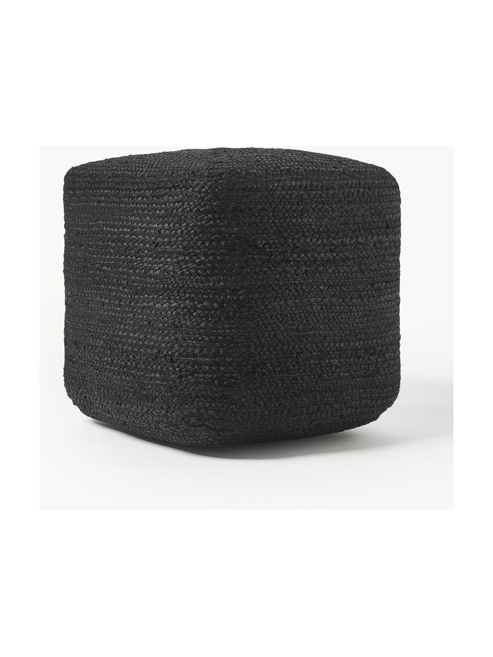 Pouf en jute artisanal Bono, Anthracite, larg. 45 x haut. 45 cm