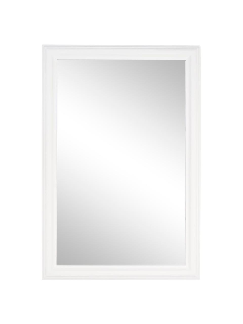 Specchio da parete quadrato con cornice in legno Sanzio, Cornice: legno di paulownia rivest, Superficie dello specchio: lastra di vetro, Bianco, Larg. 60 x Alt. 90 cm