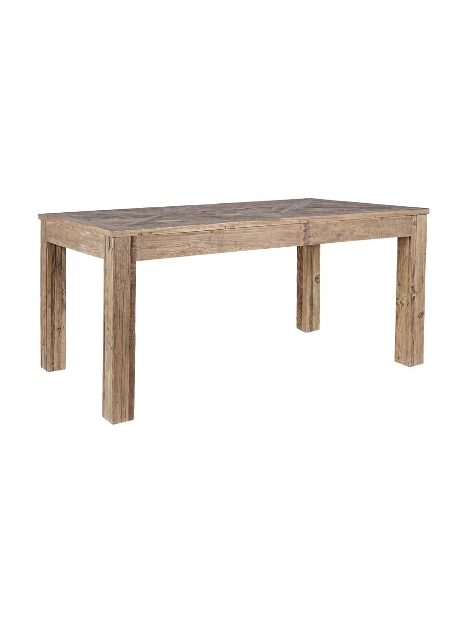 Stół do jadalni z drewna Kaily, Drewno wiązowe z recyklingu z antycznym wykończeniem, Beżowy, S 160 x G 90 cm