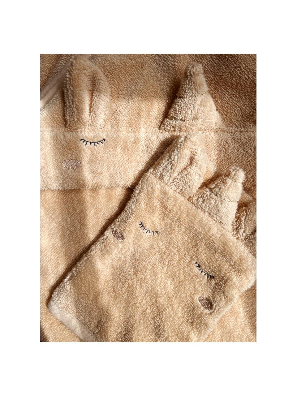 Baumwoll-Waschhandschuhe Unicorn, 3er-Set, Baumwolle, Hellbeige, Nougat, Terrakotta, B 13 x L 20 cm