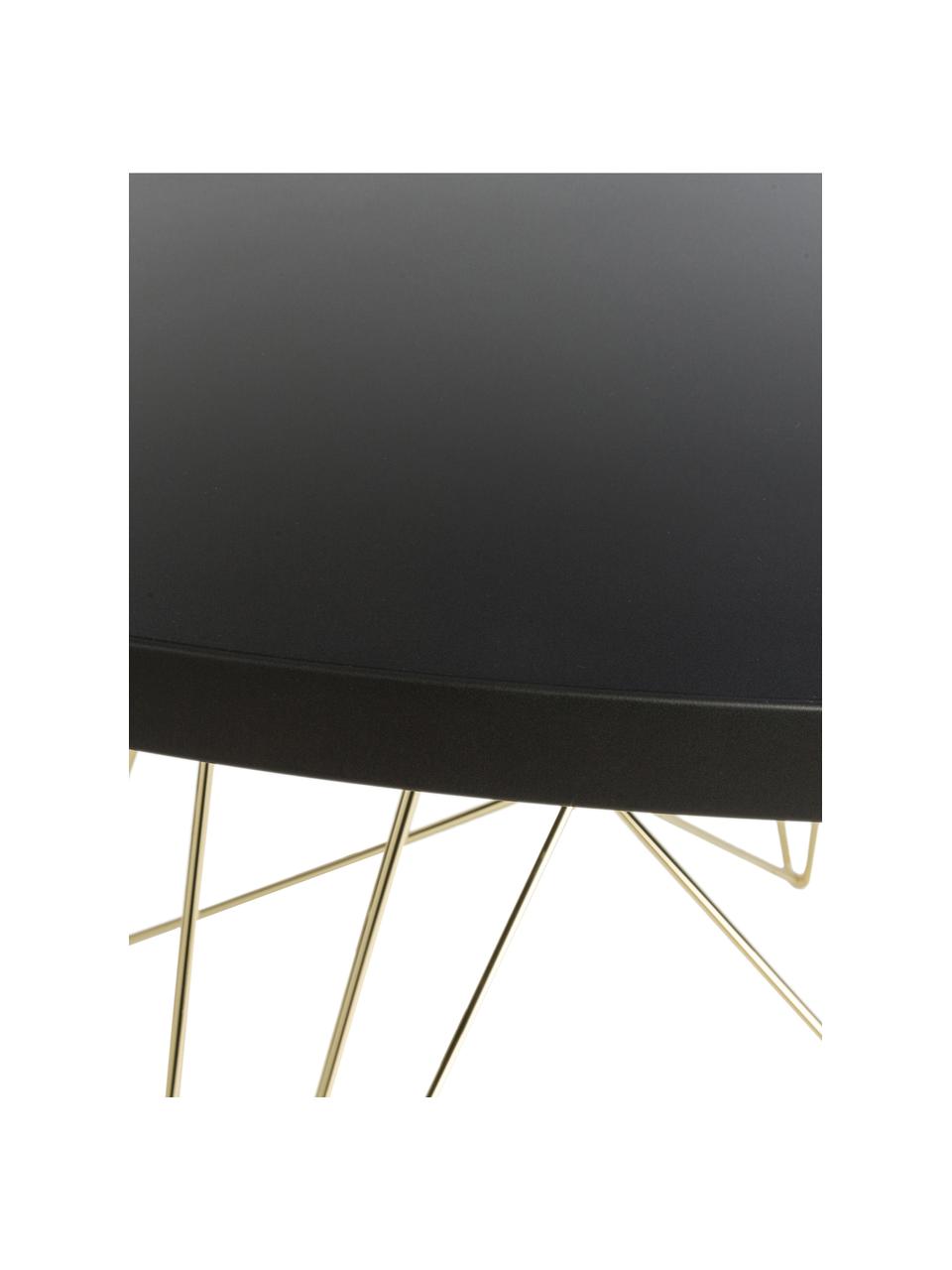 Ronde eettafel XZ3 met schraagpoten, Tafelblad: MDF met polymeercoating, Poten: vermessingd staaldraad, Messingkleurig, Ø 120 x H 74 cm