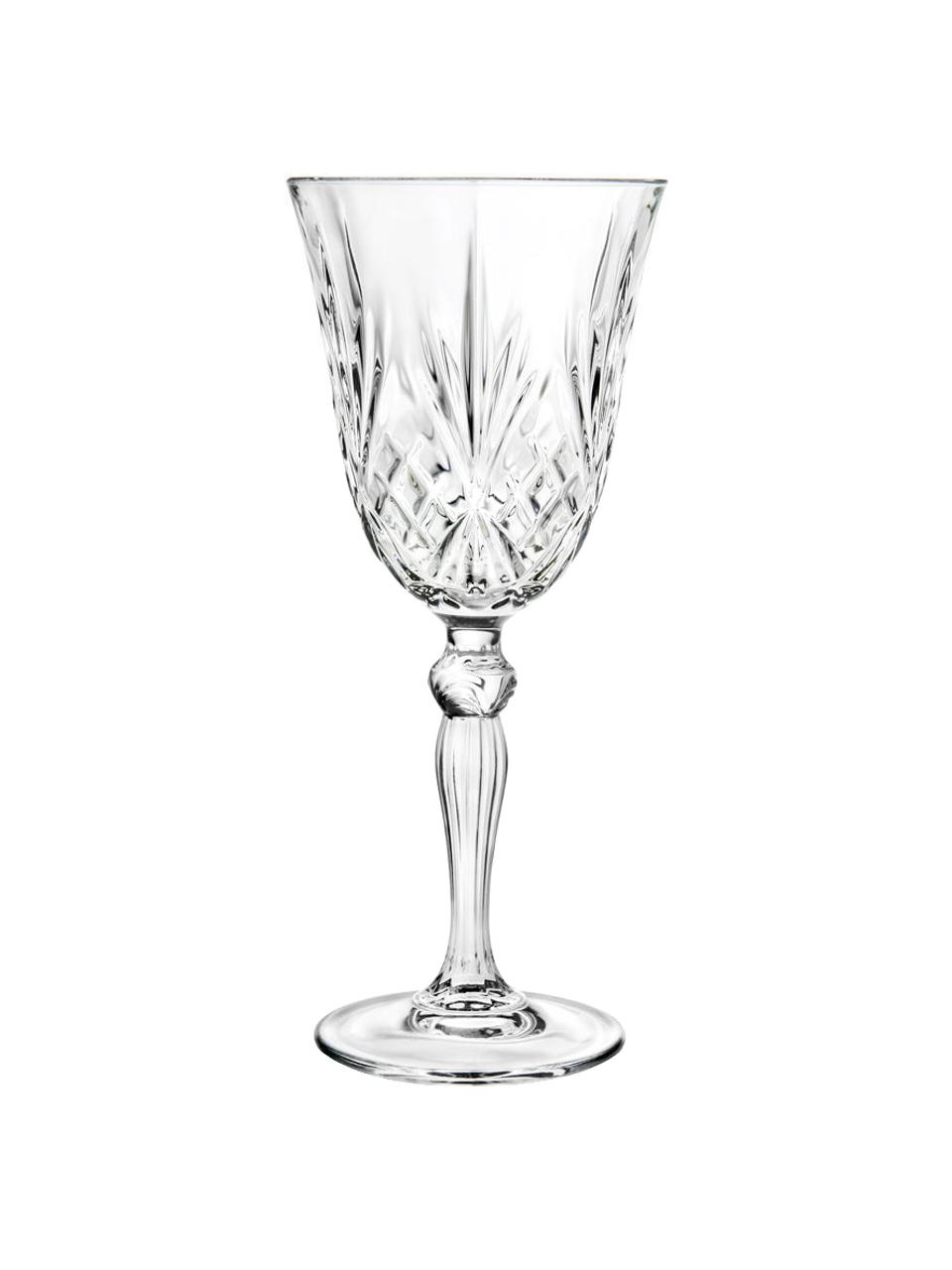 Set de copas de vino de cristal con relive Melodia, 6 comensales (18 pzas.), Cristal, Transparente, Set de diferentes tamaños