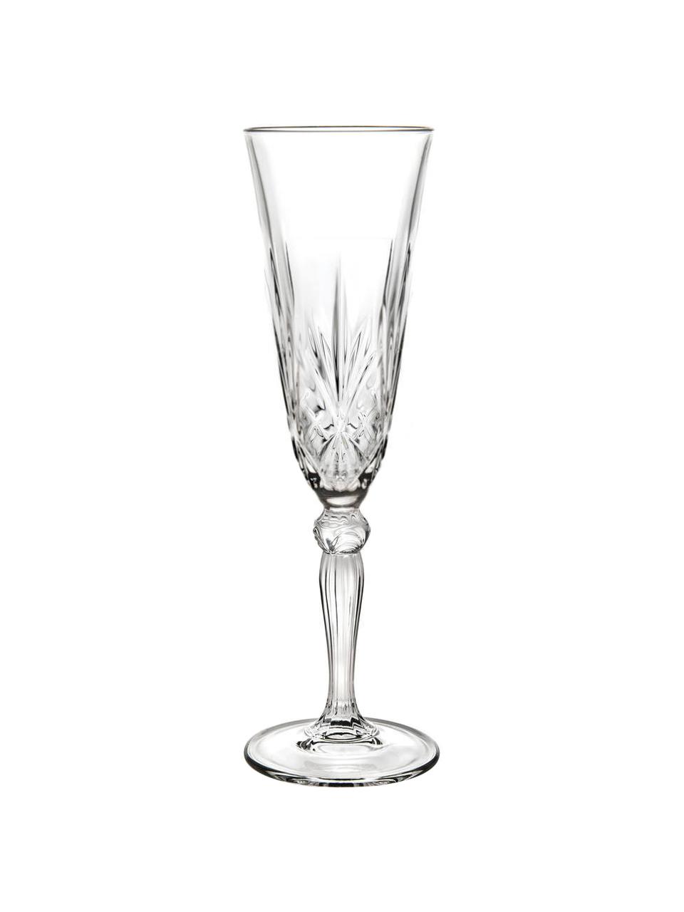 Set de copas de vino de cristal con relive Melodia, 6 comensales (18 pzas.), Cristal, Transparente, Set de diferentes tamaños