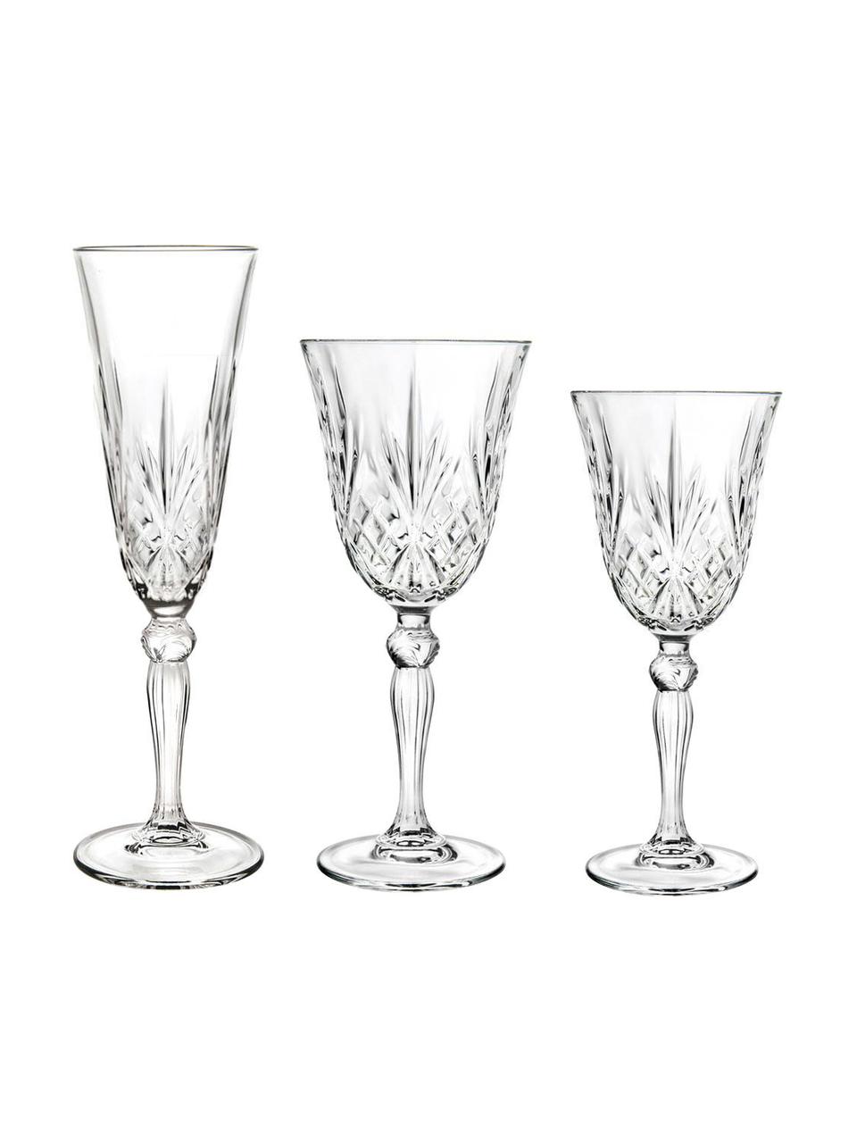 Verre cristal avec relief Melodia, 18 élém. (6 personnes), Cristal, Transparent, Lot de différentes tailles