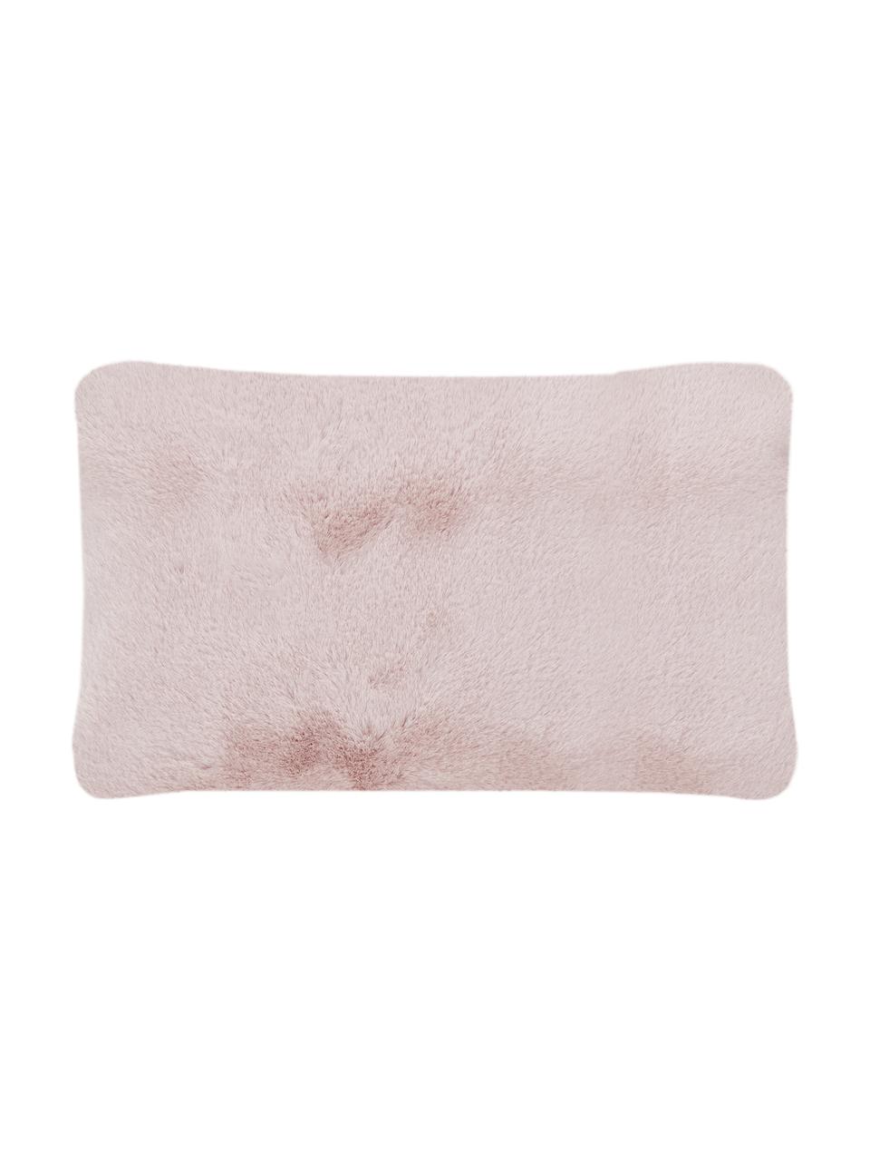 Housse de coussin rectangulaire imitation fourrure Mette, Rose