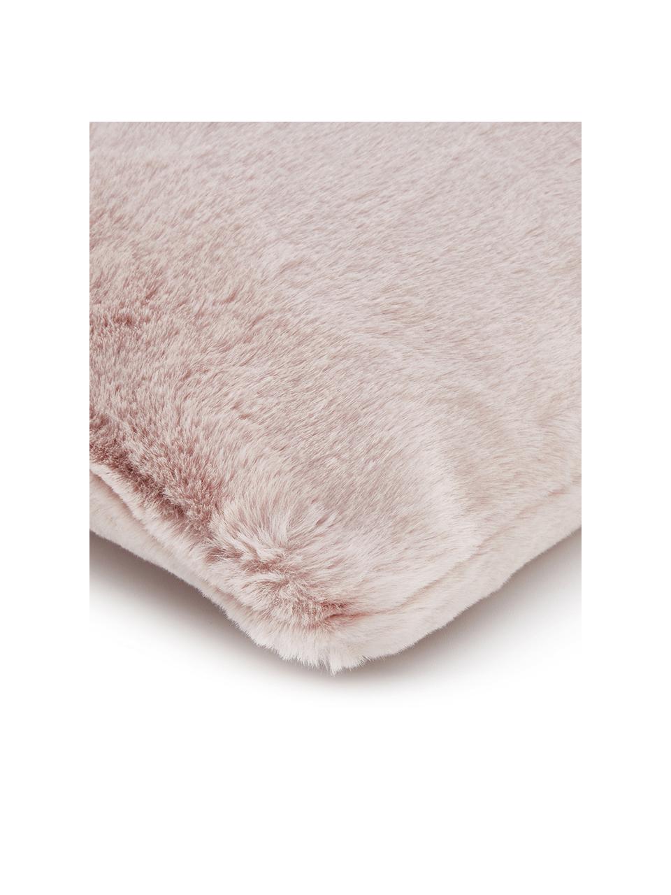 Flauschige Kunstfell-Kissenhülle Mette in Rosa, glatt, Vorderseite: 100% Polyester, Rückseite: 100% Polyester, Rosa, 30 x 50 cm