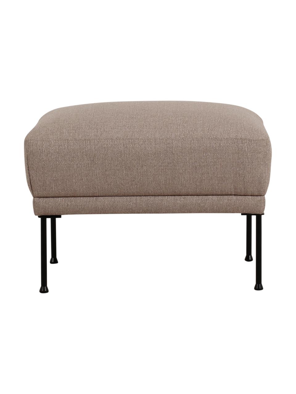 Tabouret de canapé avec pieds en métal Fluente, Tissu taupe, larg. 62 x haut. 46 cm