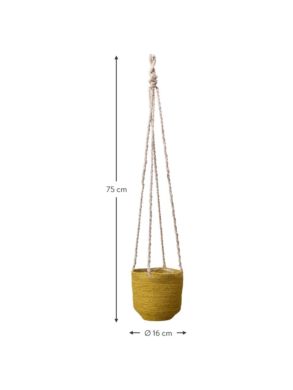 Malý závěsný obal na květináč Belle, Žlutá, Ø 16 cm, V 75 cm