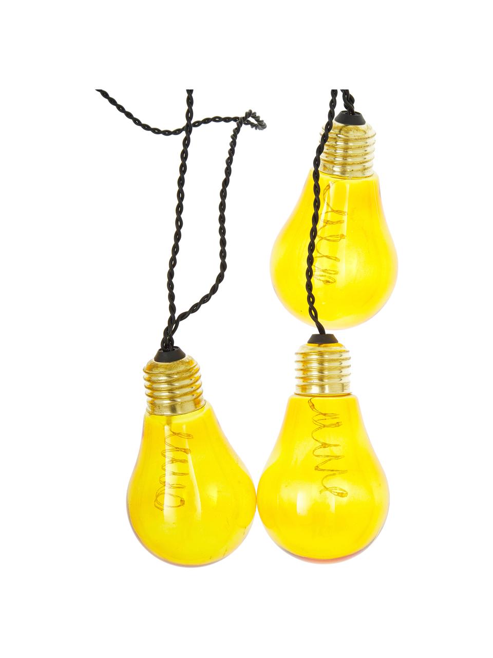 LED lichtslinger Bulb, 360 cm, 10 lampions, Lampions: kunststof, Fitting: metaal, Geel, goudkleurig, L 360 cm