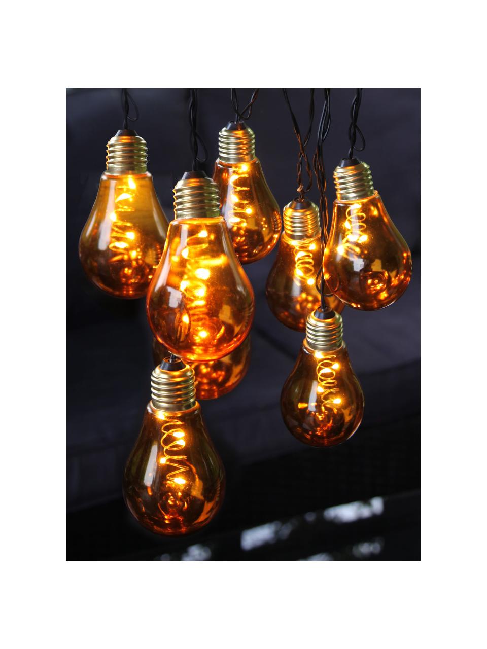 LED lichtslinger Bulb, 360 cm, 10 lampions, Lampions: kunststof, Fitting: metaal, Geel, goudkleurig, L 360 cm