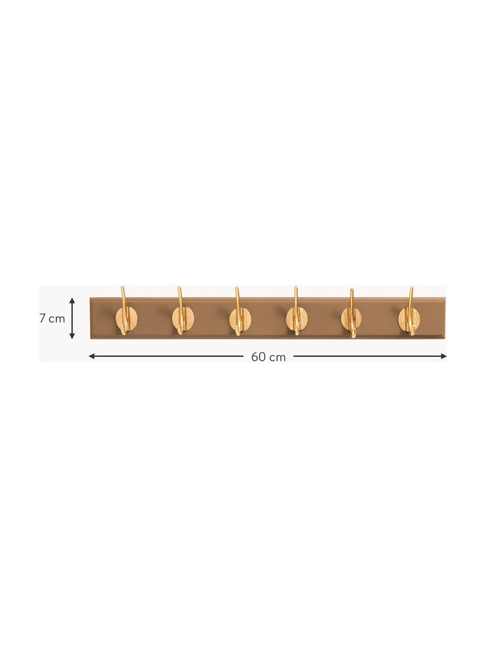 Garderobenleiste Aoife, Leiste: Mitteldichte Holzfaserpla, Haken: Messing, Braun, B 60 cm