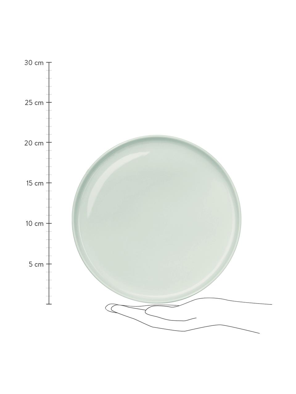 Platos postre de porcelana Kolibri, 6 uds., Porcelana, Verde menta, Ø 21 cm