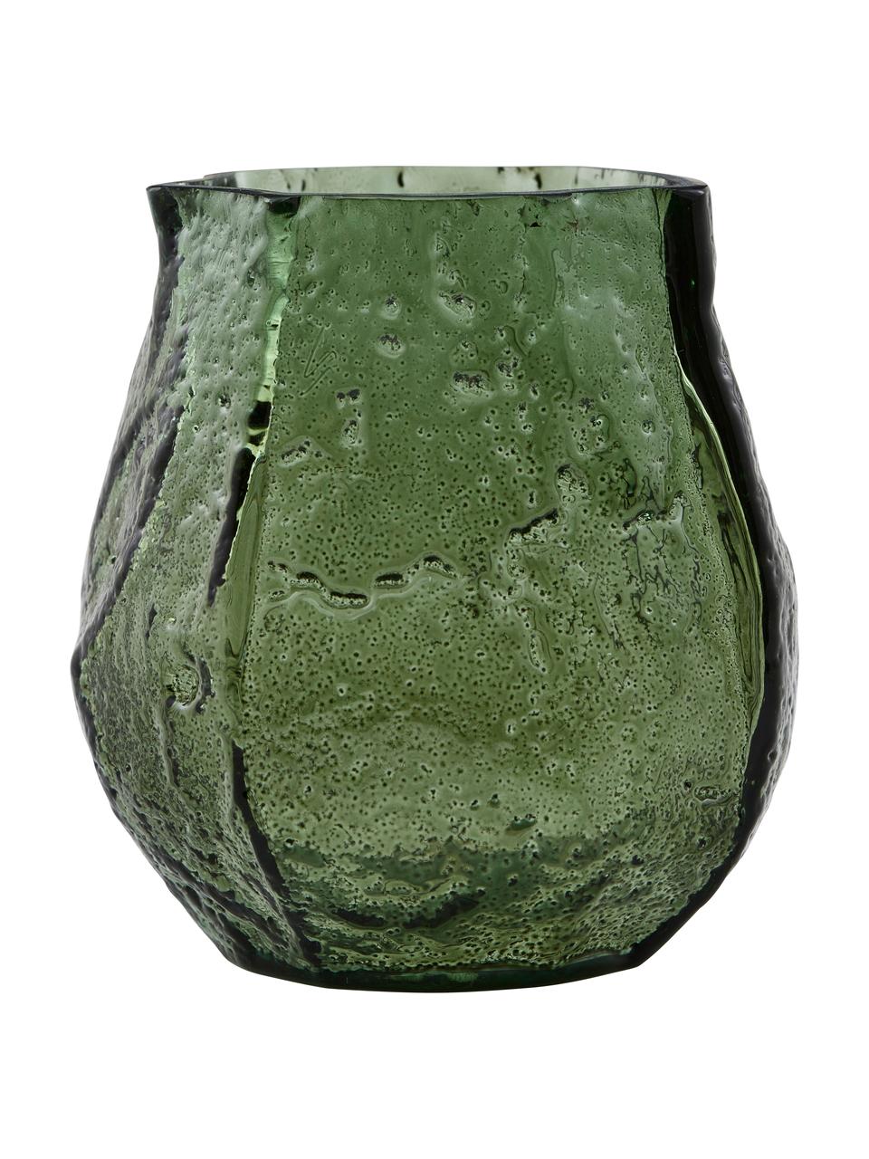 Kleine Glas-Vase Moun in Grün, Glas, Grün, Ø 9 x H 10 cm