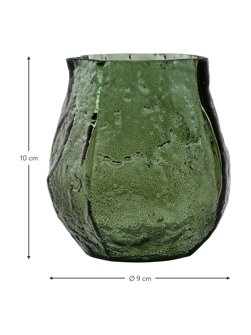 Kleine glazen vaas Moun in groen, Glas, Groen, Ø 9 x H 10 cm