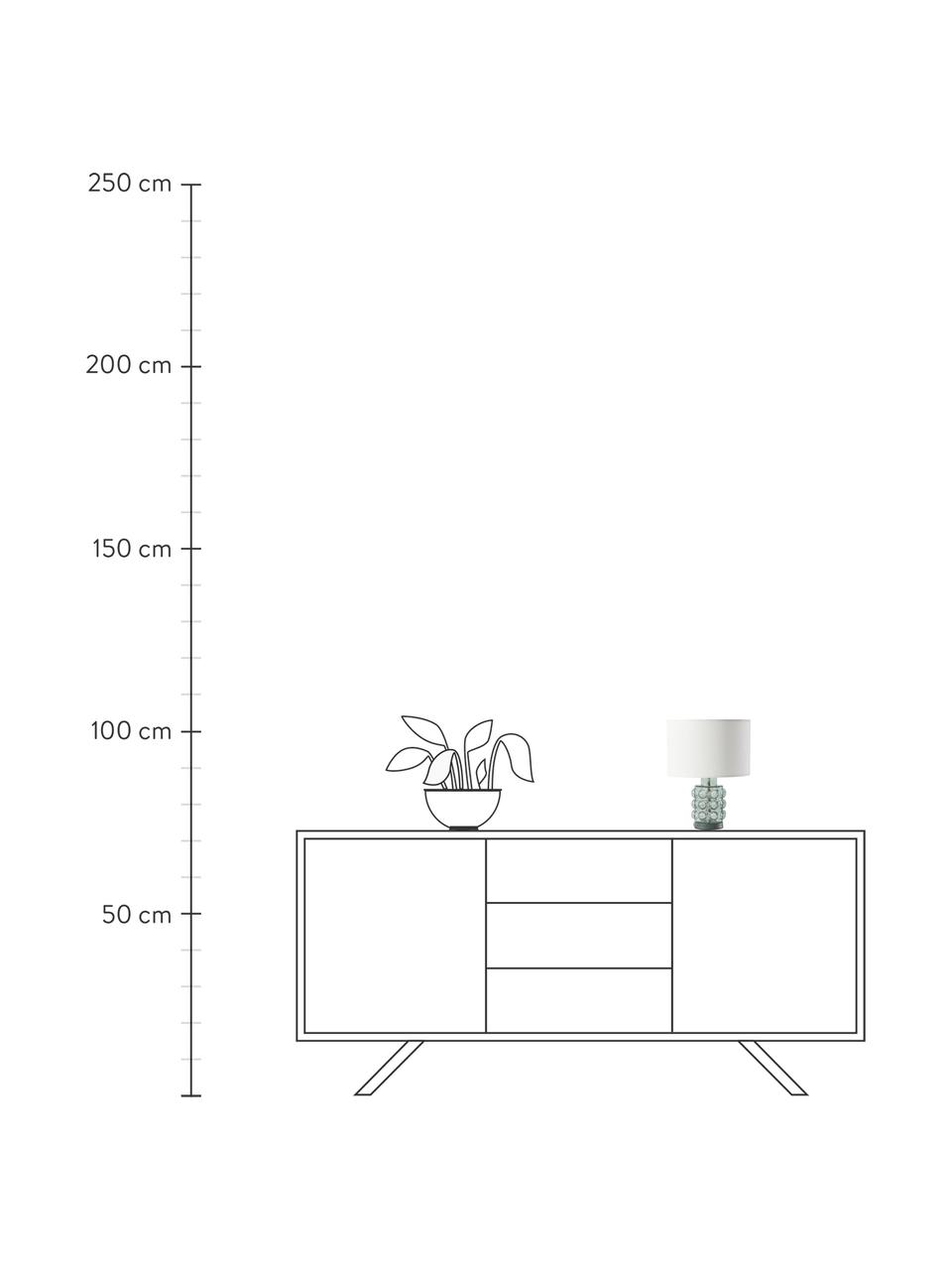 Lampada da comodino piccola con base in vetro Olyve, Paralume: 60 % lino, 40 % cotone, Base della lampada: vetro, Bianco, verde, Ø 23 x Alt. 31 cm