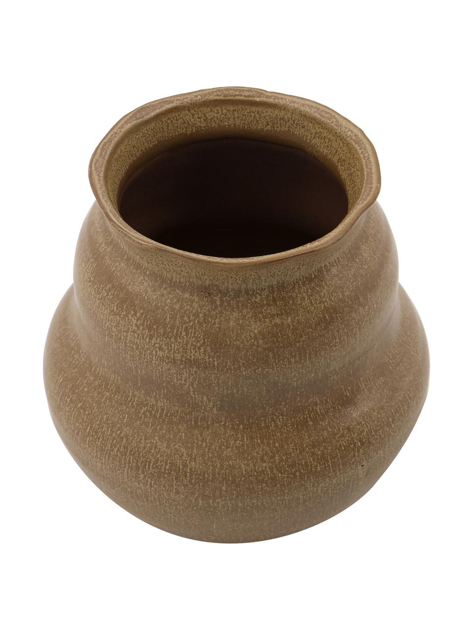 Malá, ručně vyrobená váza z kameniny Juno, Kamenina, Hnědá, Ø 15 cm, V 15 cm