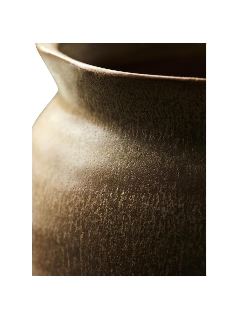 Malá, ručně vyrobená váza z kameniny Juno, Kamenina, Hnědá, Ø 15 cm, V 15 cm
