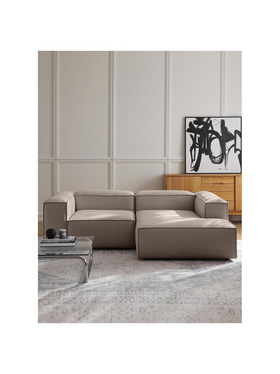 Narożna sofa modułowa Lennon, Tapicerka: 100% poliester Dzięki tka, Stelaż: lite drewno sosnowe, skle, Nogi: tworzywo sztuczne Ten pro, Taupe tkanina, S 238 x G 180 cm, lewostronna