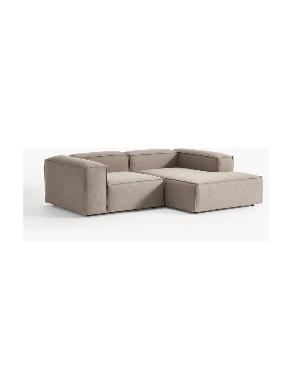 Modulares Ecksofa Lennon, Bezug: 100 % Polyester Der strap, Gestell: Massives Kiefernholz, Spe, Webstoff Taupe, B 238 x T 180 cm, Eckteil links