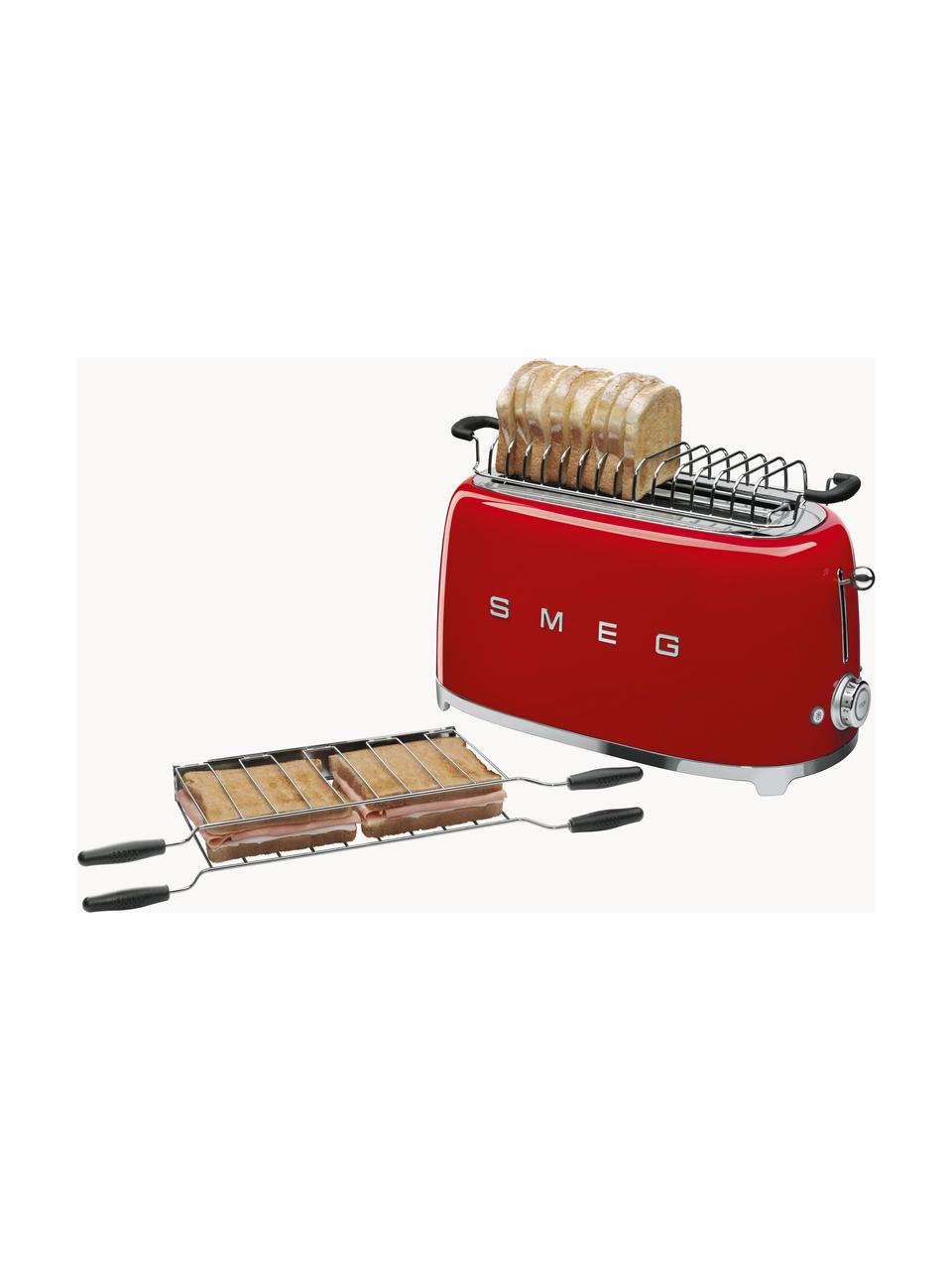Broodrooster 50's Style met lange sleuf, Gelakt edelstaal, Glanzend rood, B 41 x D 21 cm
