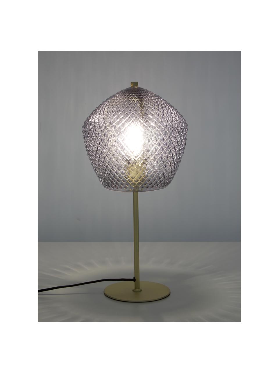 Tischlampe Orbiform mit Glasschirm, Lampenschirm: Glas, Lampenfuß: Metall, beschichtet, Grau, Goldfarben, Ø 23 x H 47 cm