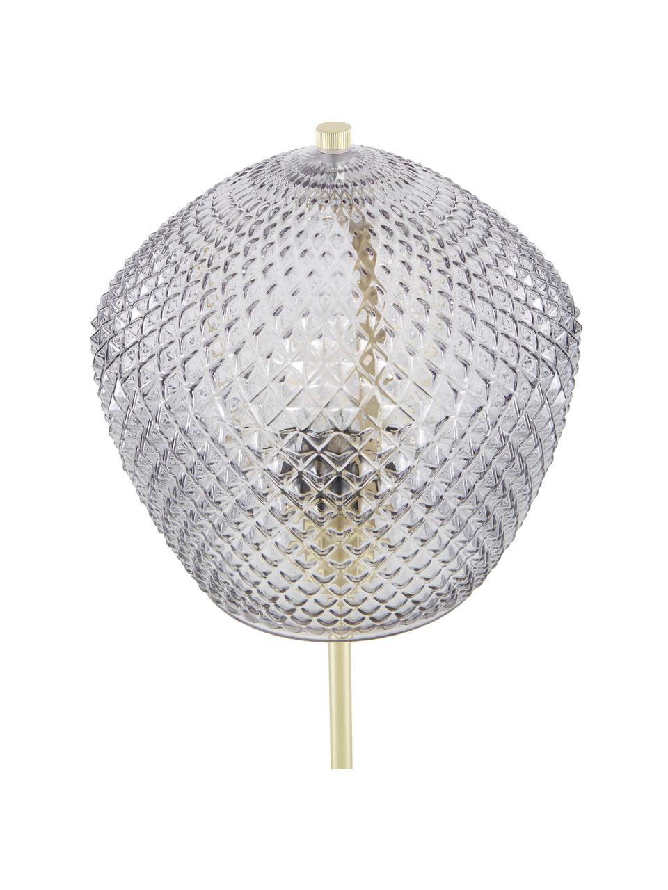 Stolní lampa se skleněným stínidlem Orbiform, Šedá, zlatá, Ø 23 cm, V 47 cm