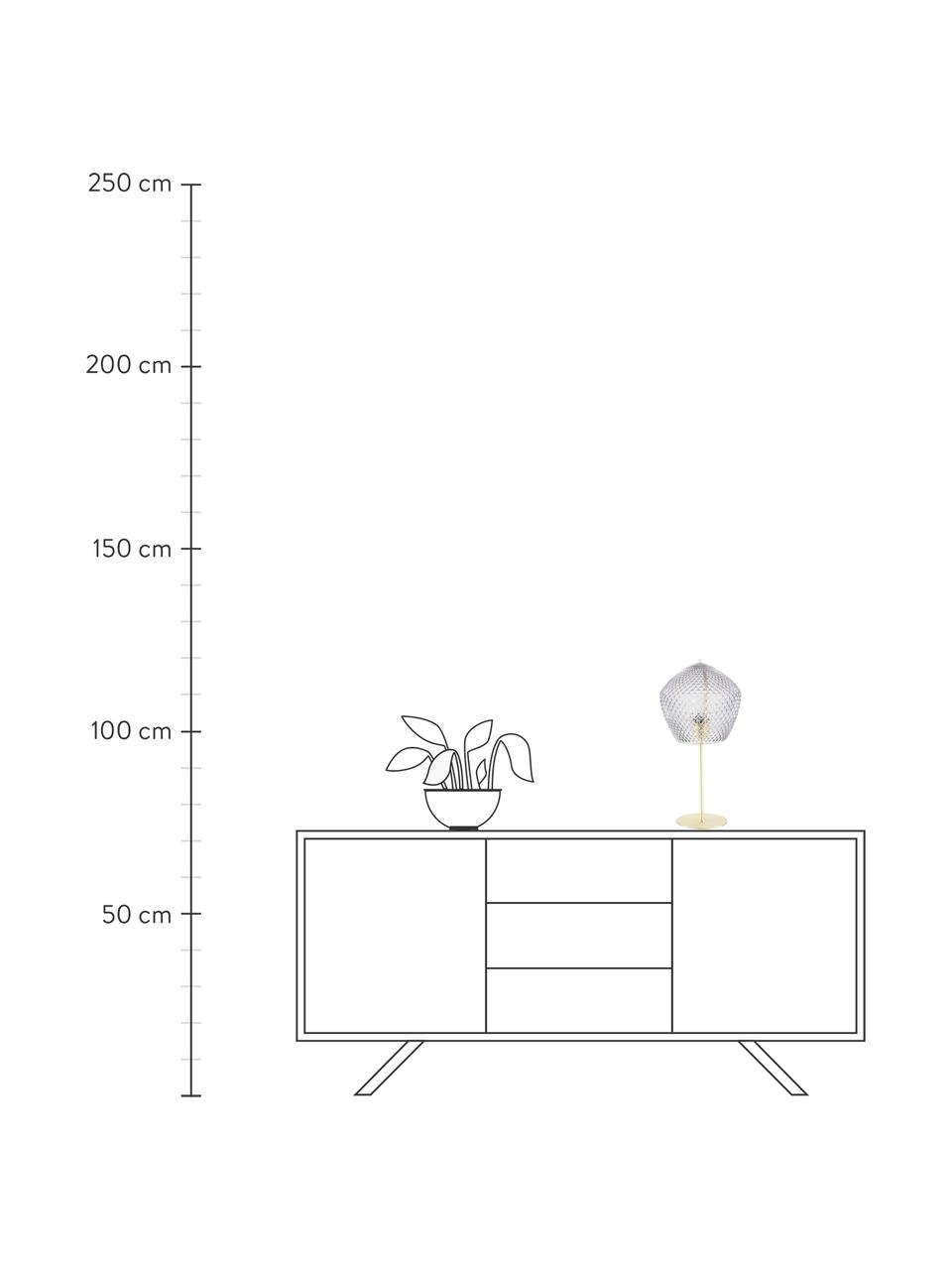 Lámpara de mesa de vidrio Orbiform, Pantalla: vidrio, Gris, dorado, Ø 23 x Al 47 cm