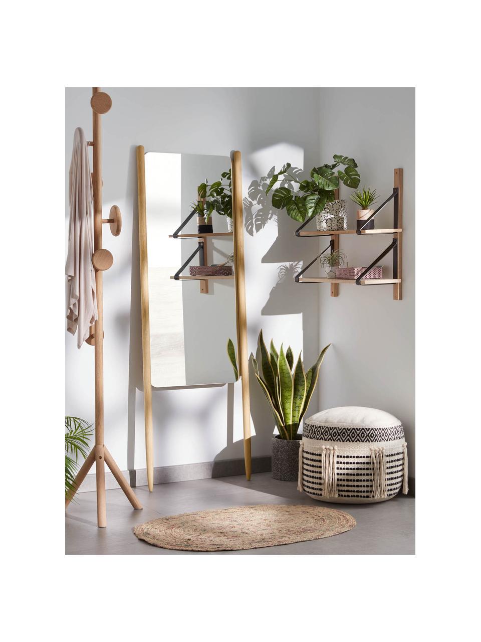 Hoekspiegel Natane met een licht houten frame, Lijst: berkenhout, MDF, Lichtbruin, B 54 cm x H 160 cm