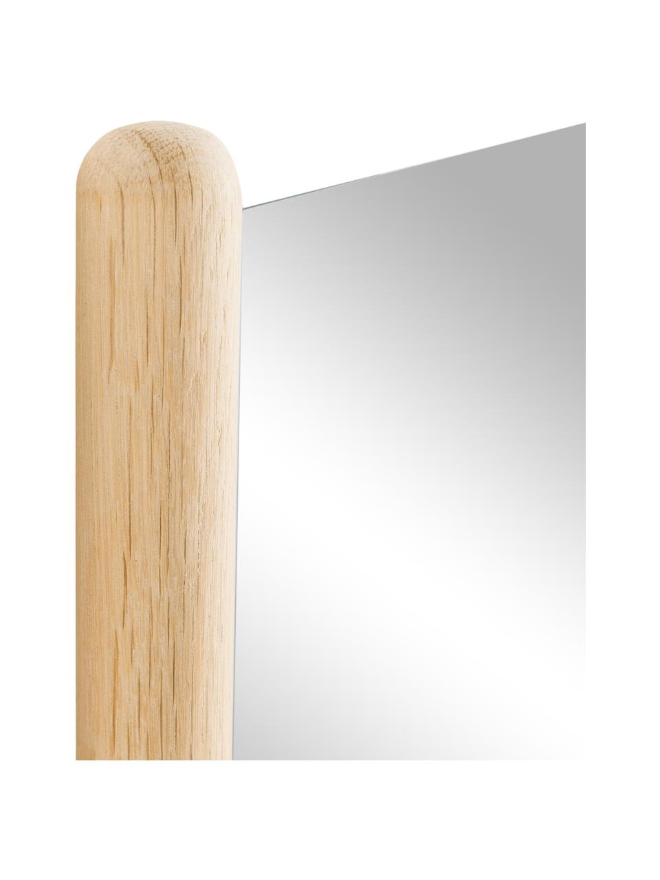 Eckiger Anlehnspiegel Natane mit hellem Holzrahmen, Rahmen: Birkenholz, Rückseite: Mitteldichte Holzfaserpla, Spiegelfläche: Spiegelglas, Hellbraun, B 54 x H 160 cm