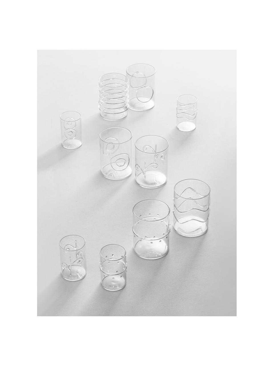 Handgemaakte waterglazen Deco' Clear, set van 6, Borosilicaatglas, Transparant, Ø 7 x H 9 cm, 300 ml